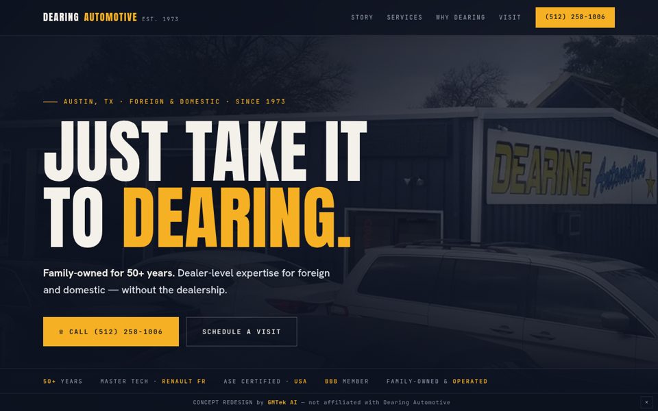 Dearing concept — dark garage direction